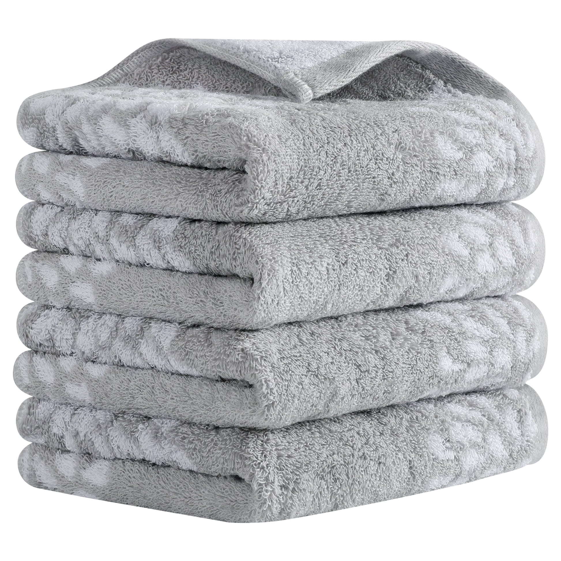 Unique Bargains Cartoon Pattern Cotton Hand Towels for Bathroom Grey 4-Piece