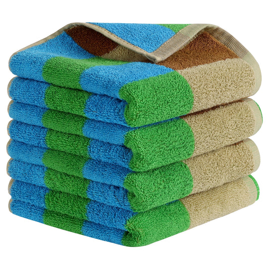 Unique Bargains Checkered Cotton Hand Towels for Bathroom, Kitchen Blue Green 4-Piece