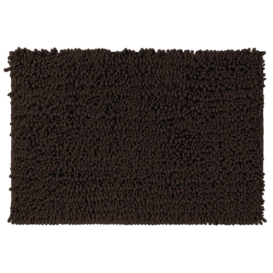 Unique Bargains Chenille Bathroom Rugs Non-Slip Bath Rugs Plain Washable Soft Shower Mat Brown 16" x 24"