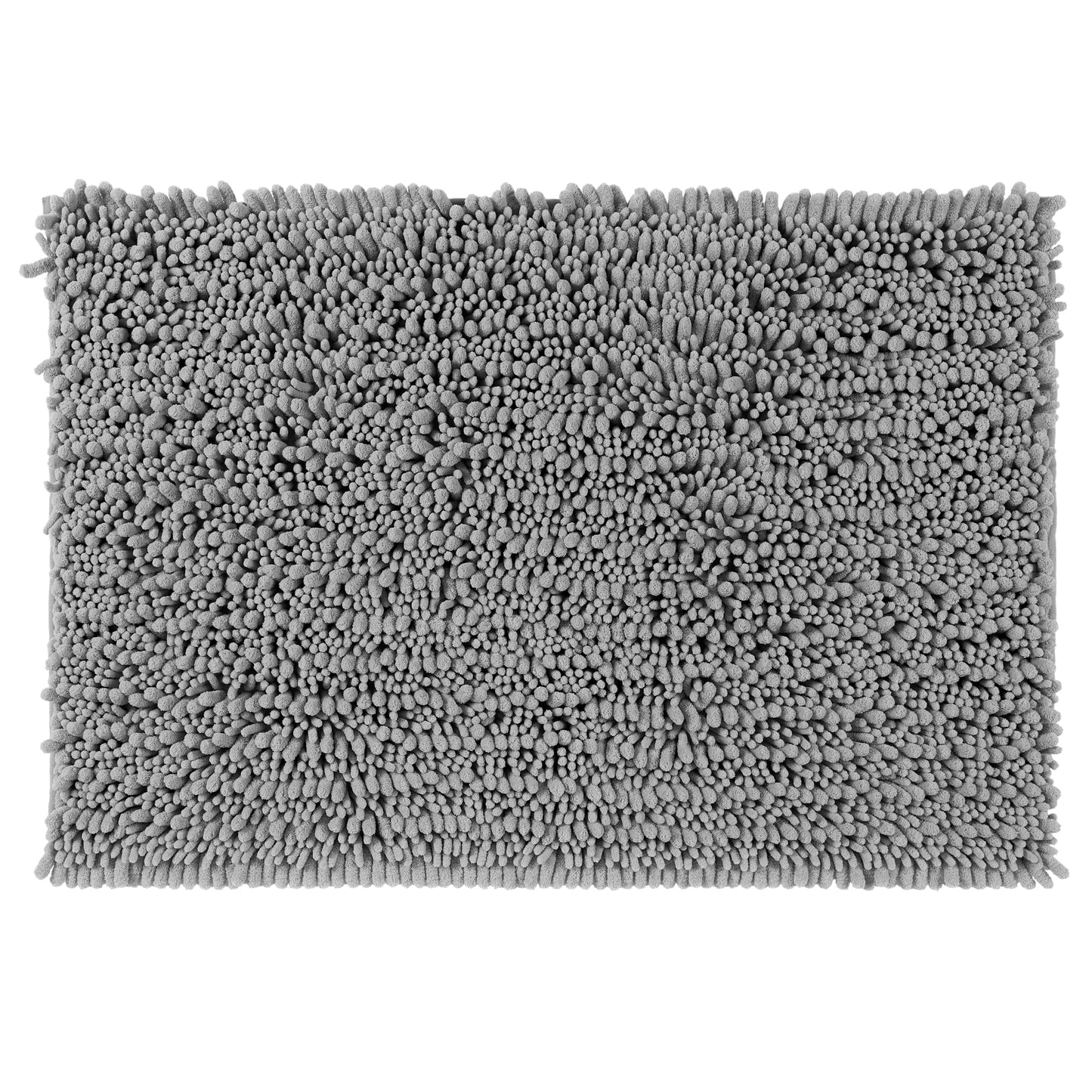 Unique Bargains Chenille Bathroom Rugs Non-Slip Bath Rugs Plain Washable Soft Shower Mat Gray 20" x 32"