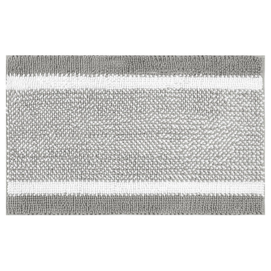 Unique Bargains Chenille Striped Bathroom Rug Mat Non-Slip Soft Plush Shaggy Bath Carpet Grey 20" x 32"