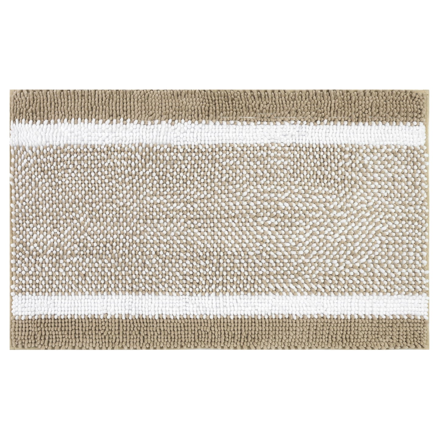 Unique Bargains Chenille Striped Bathroom Rug Mat Non-Slip Soft Plush Shaggy Bath Carpet Khaki 20" x 32"