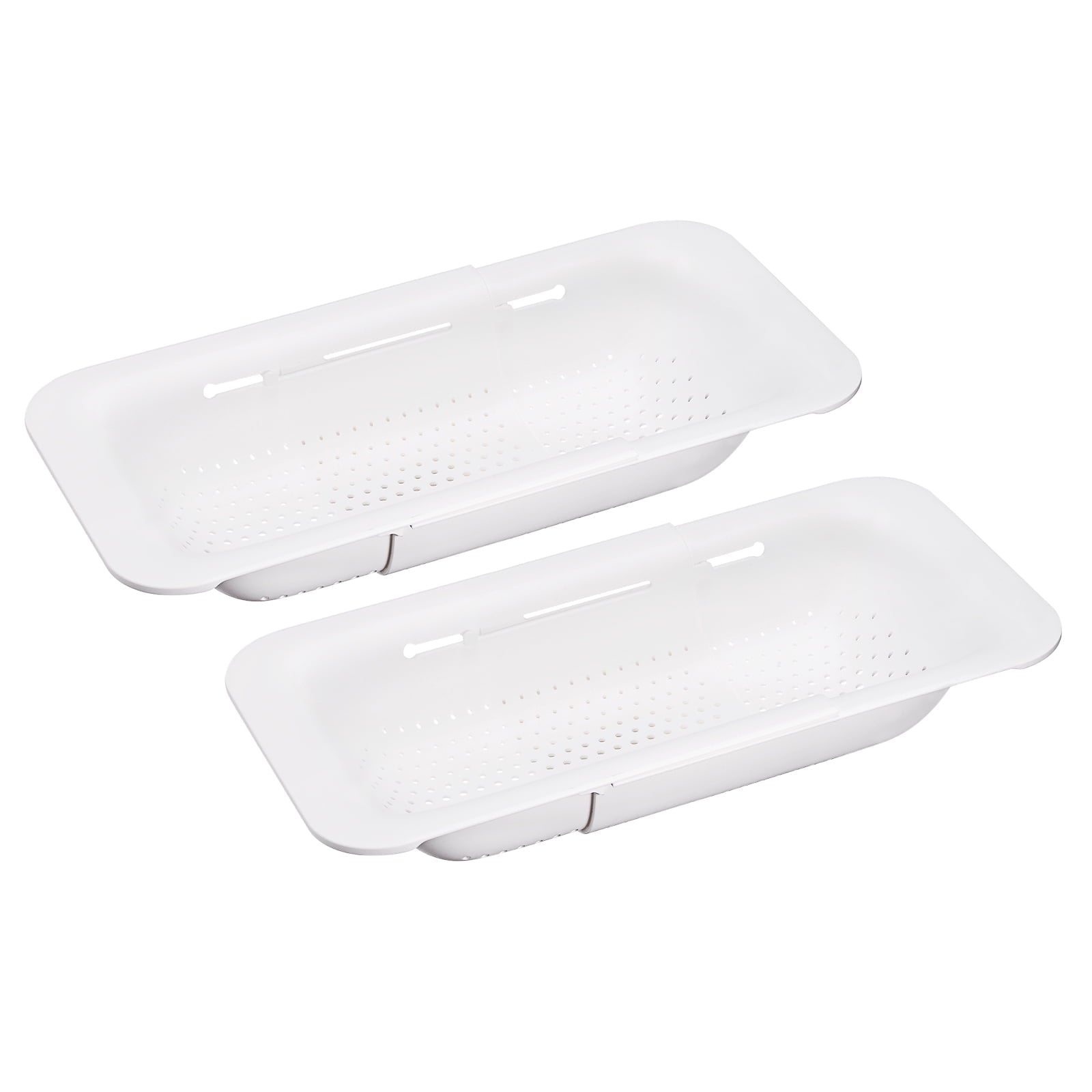 Unique Bargains Collapsible Colander Over the Sink Drain Food Strainer Colander Basket Set White