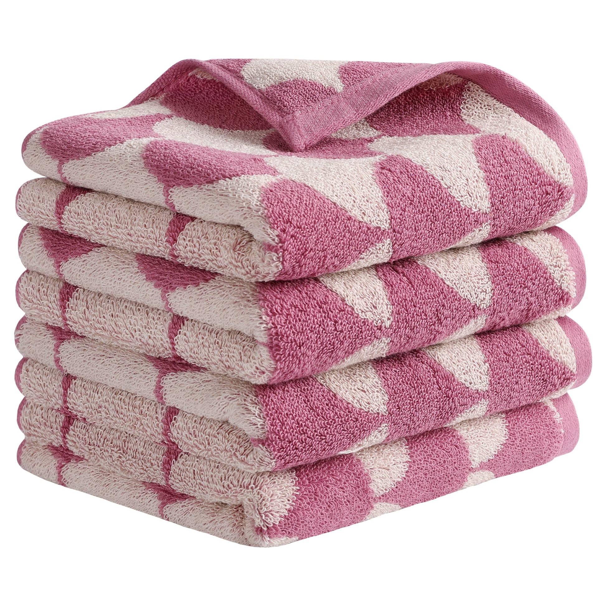 Unique Bargains Cotton Hand Towels Absorbent Hand Towel Pink 4-Piece