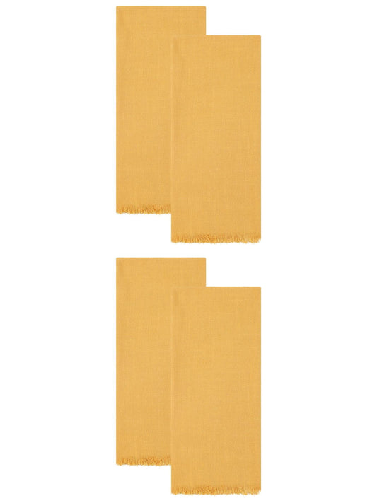 Unique Bargains Cotton Linen Quick Dry Kitchen Towels 4 Pack Yellow 18" x 18"