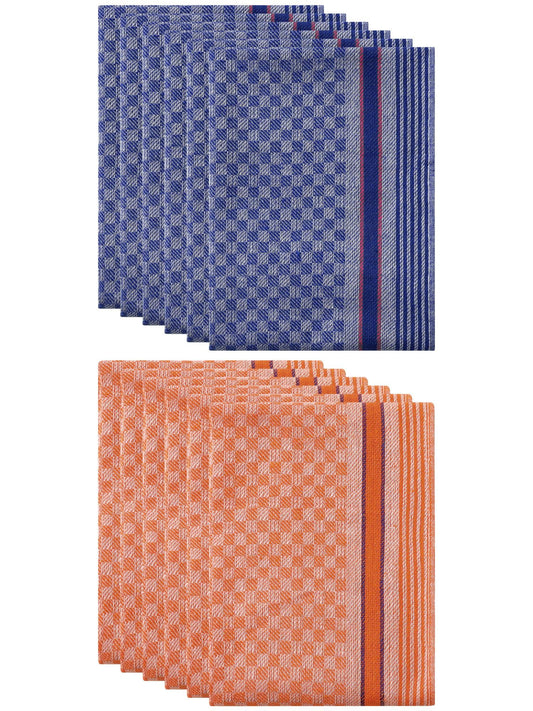 Unique Bargains Cotton Soft Waffle Weave Kitchen Dishcloths 15" x 25" Blue Orange