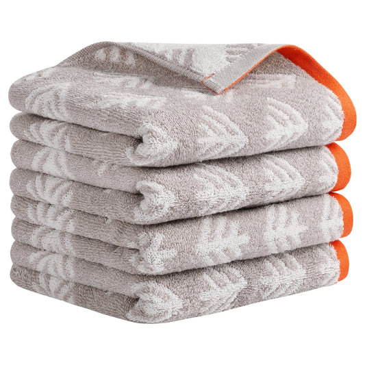 Unique Bargains Cute Pattern Cotton Hand Towel Set for Kitchen Bathroom Light Grey 4-Piece