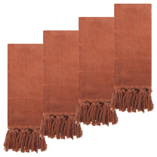Unique Bargains Decorative Turkish Hand Towels for Bathroom Brown 4 Pieces
