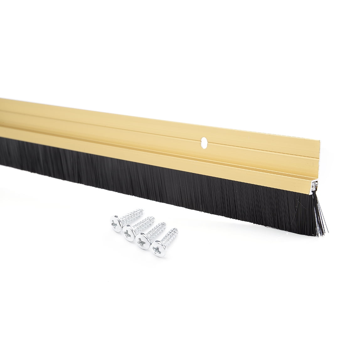 Unique Bargains Door Brush Bottom Sweep Brown Shape Aluminum Alloy Holder 39.37" x 1.7"