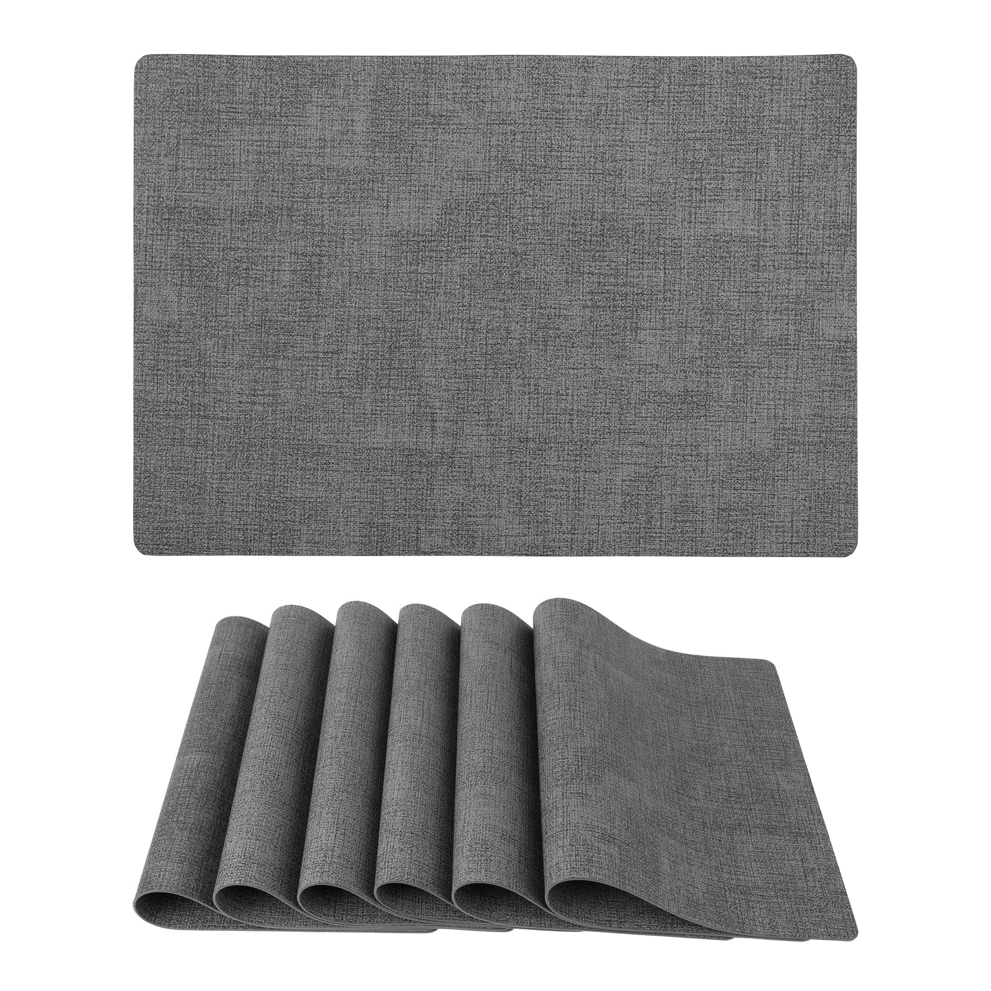 Unique Bargains Faux Leather Table Placemats for Kitchen Dining Table Light Dark Gray