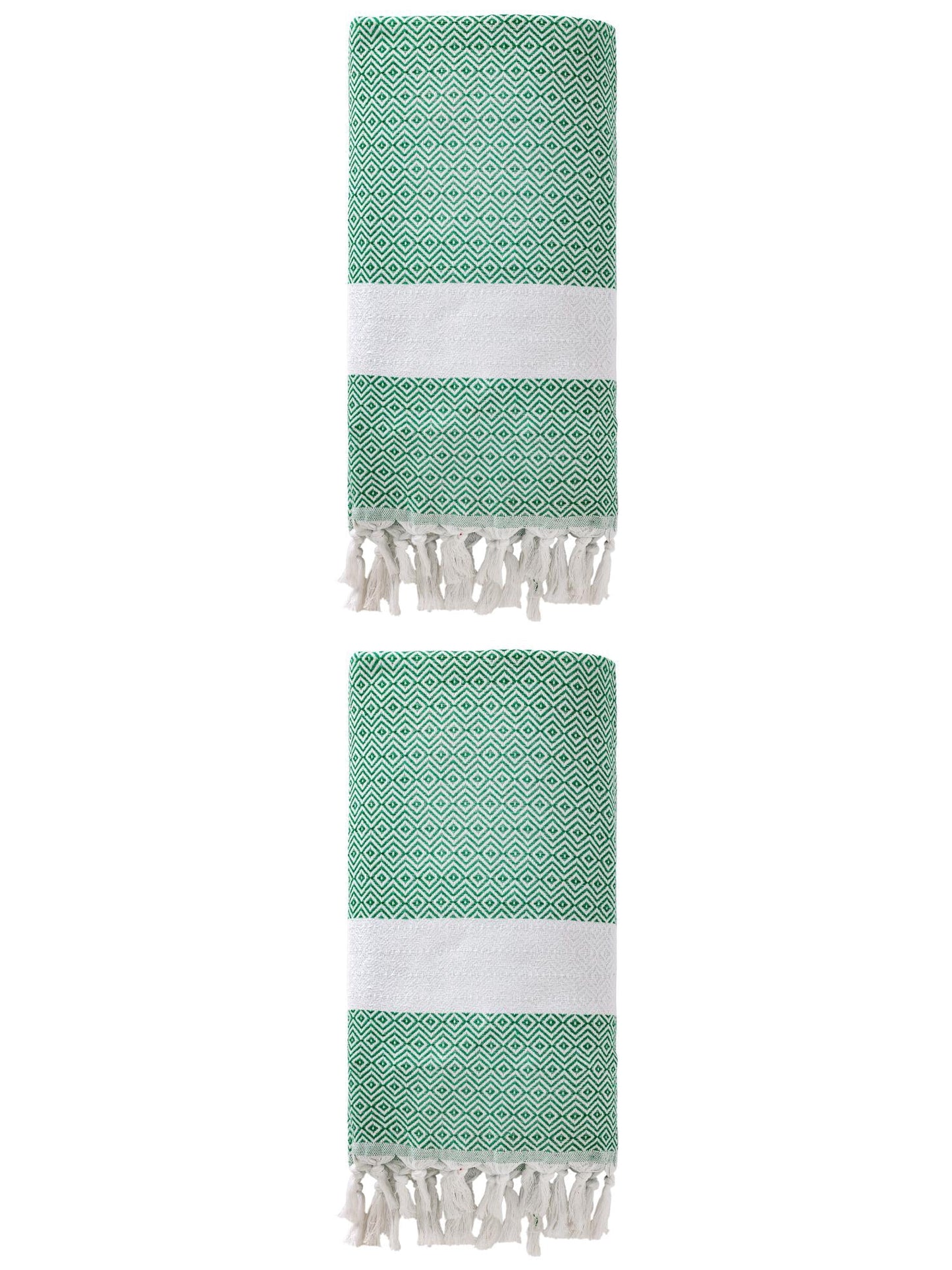 Unique Bargains Geometric Sandproof Turkish Beach Towel Dark Green 71"x40"