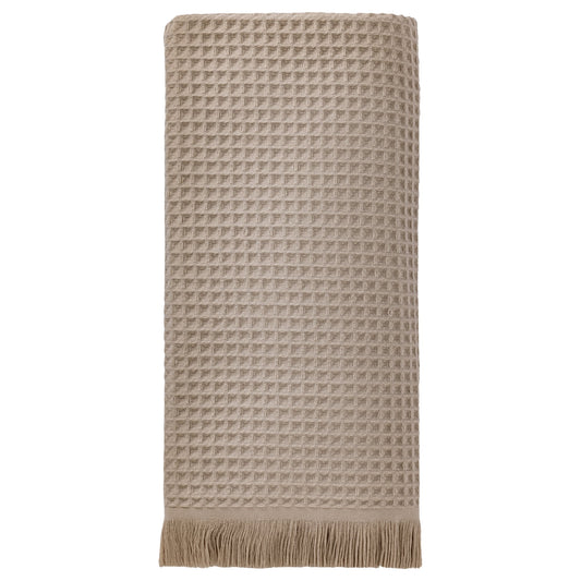 Unique Bargains Highly Absorbent Cotton Waffle Bath Towel with Tassel Camel 71" x 35"