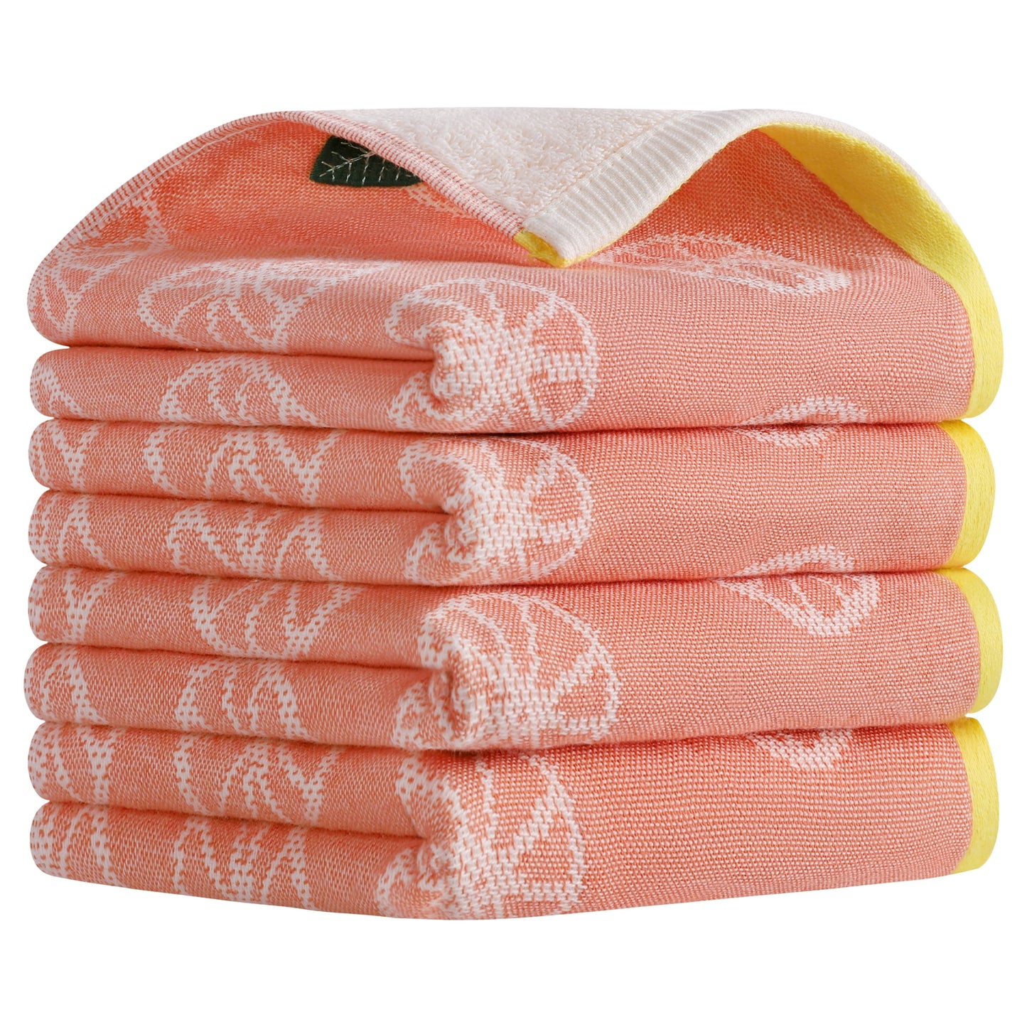 Unique Bargains Lemon Fruit Pattern Cotton Hand Towels for Bathroom Pink 4-Piece