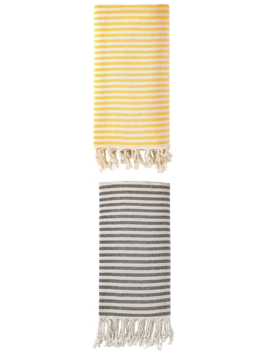 Unique Bargains Lightweight Sand Free Quick Dry Turkish Towel Black/Yellow 71"x40"