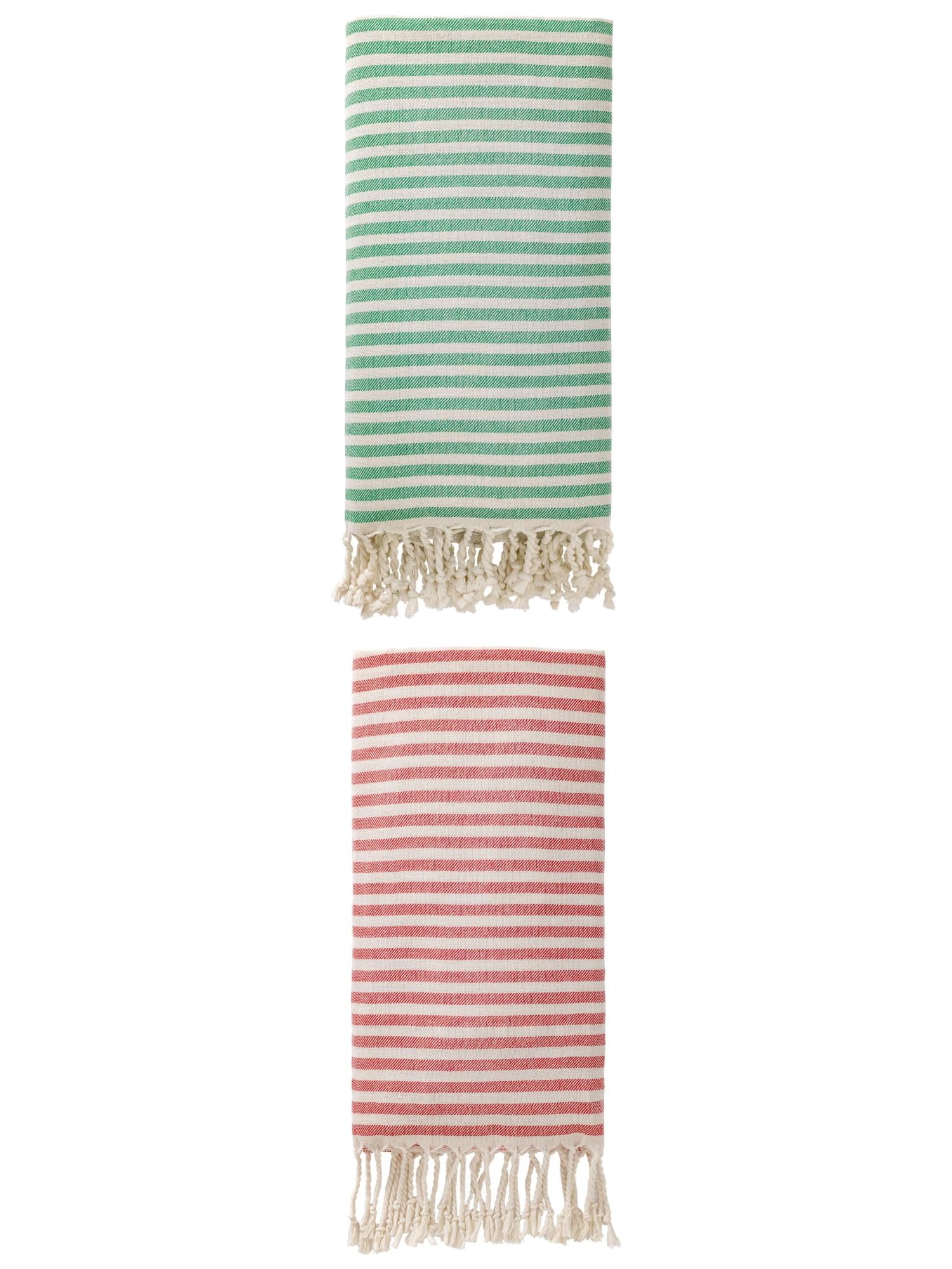 Unique Bargains Lightweight Sand Free Quick Dry Turkish Towel Red/Green 71"x40"