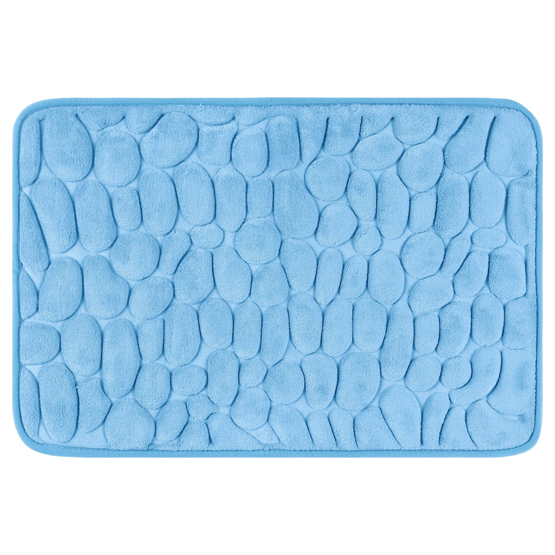 Unique Bargains Memory Foam Bathroom Rugs Soft Bath Mat Quick Dry Rug Light Blue 16"x24"