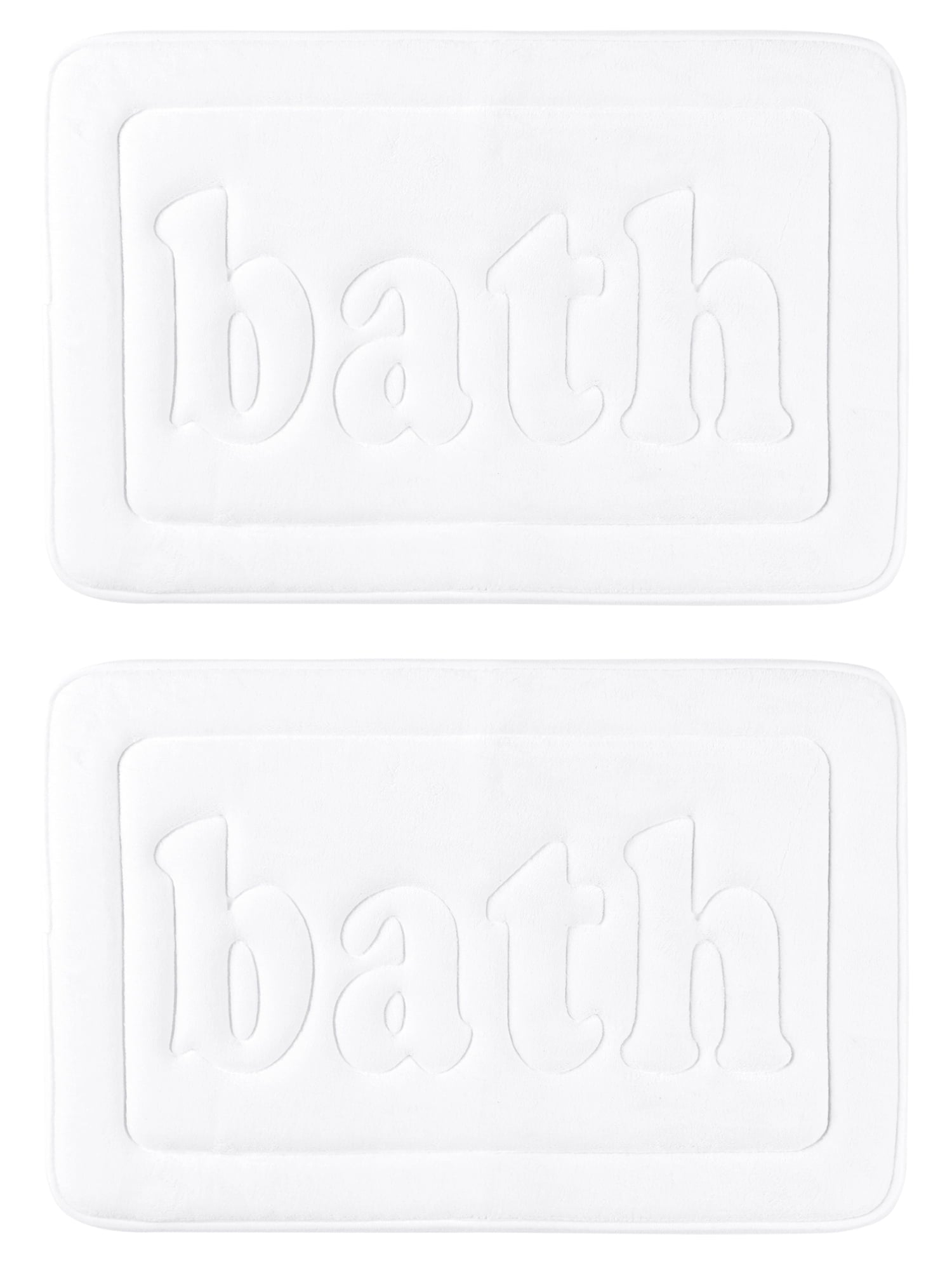Unique Bargains Non Skid Memory Foam Bath Mats 2 Pcs Absorbent Quick Dry Bathroom Rugs White 20" x 32"