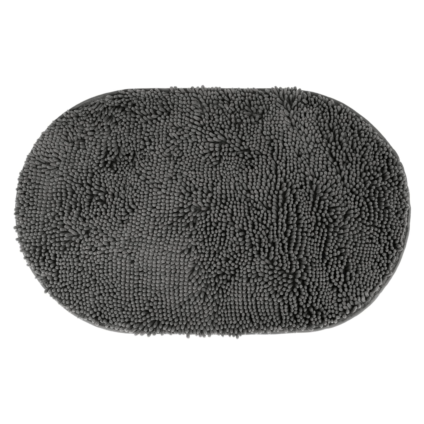 Unique Bargains Oval Plush Bath Mat Soft Non Slip Washable Rug Grey 20" x 32"