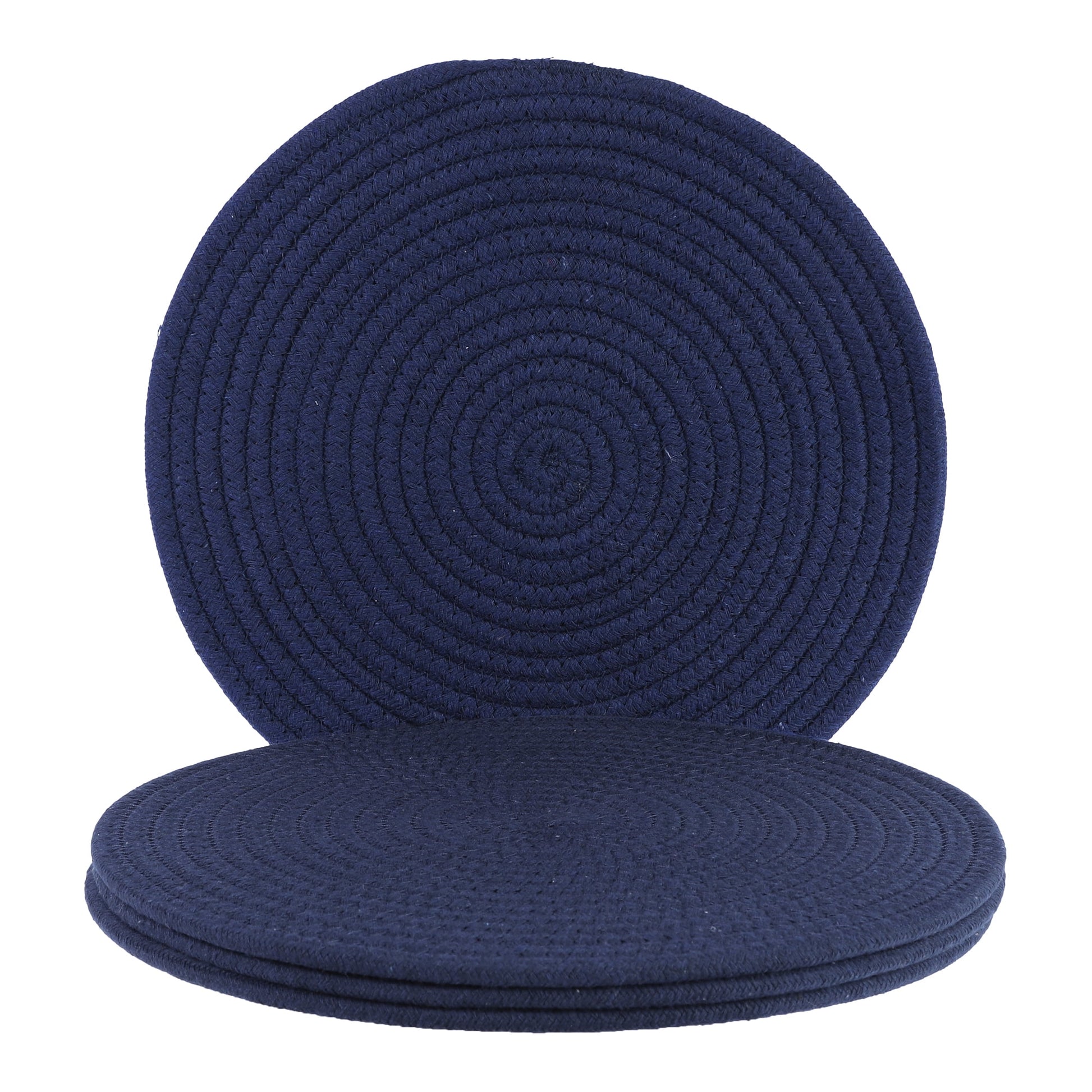 Unique Bargains Placemats Set of 4 Cotton Round Placemats for Dining Table Navy Blue