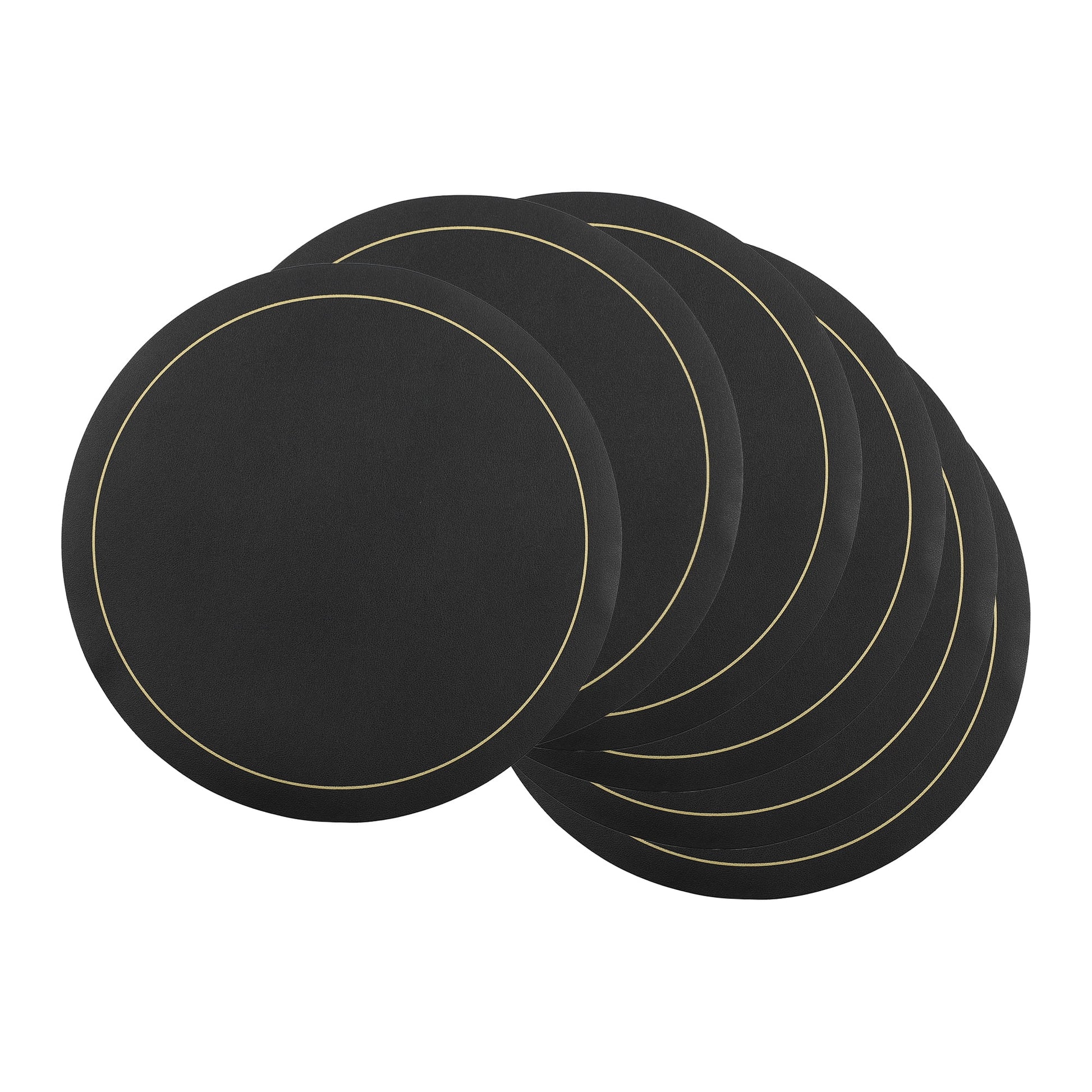 Unique Bargains Placemats Set of 6 Faux Leather Black