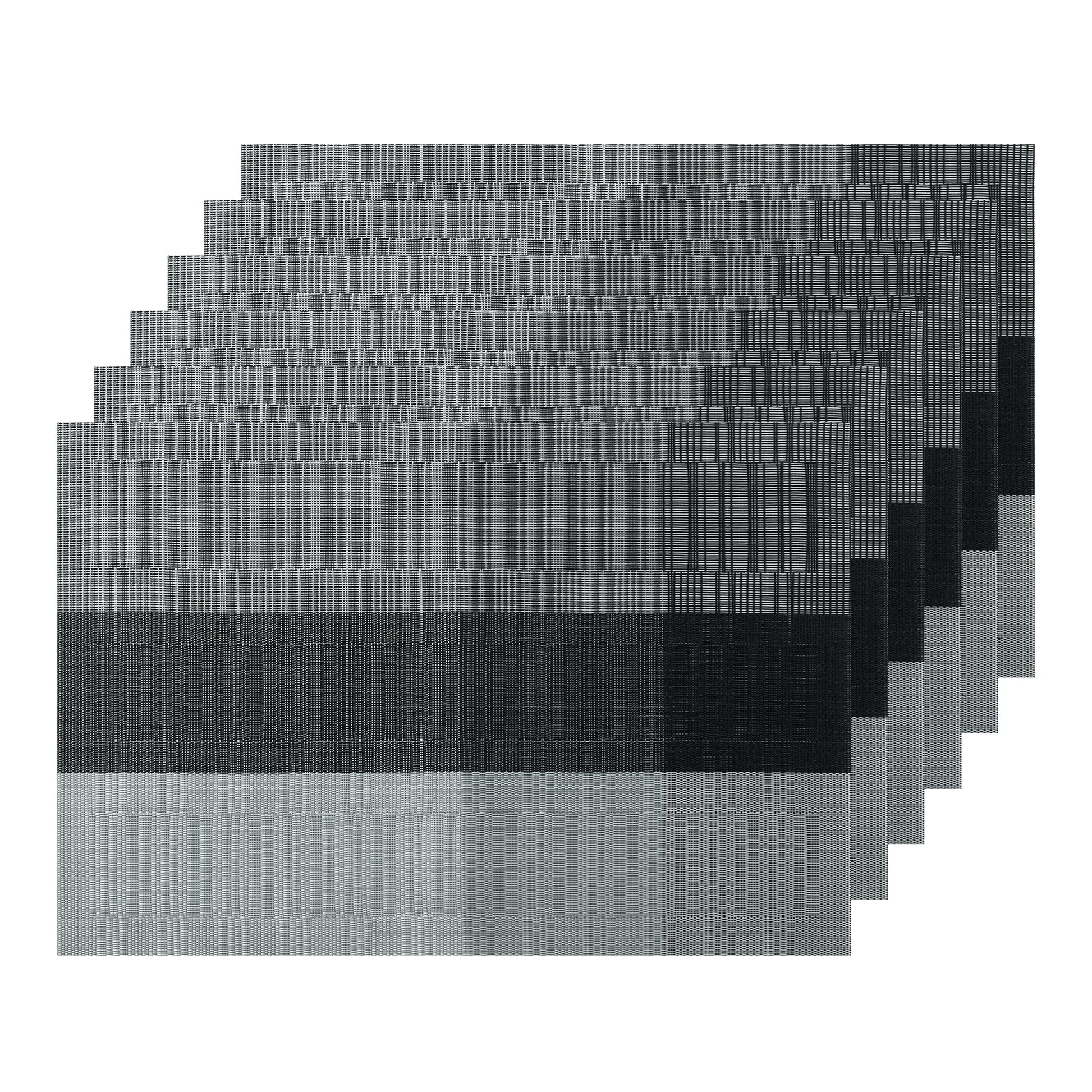 Unique Bargains Placemats Set of 6, Heat-Resistant Placemat, Polyvinyl Chloride Place Mats Silver Grey 18x12 inch