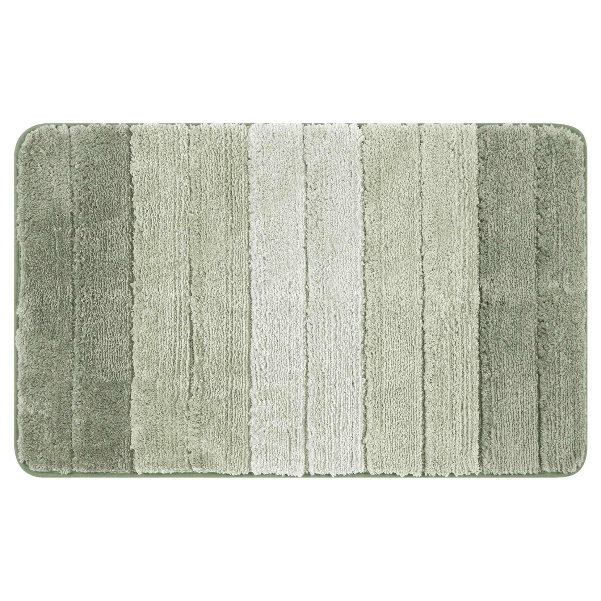 Unique Bargains Plush Gradient Striped Bath Rugs Microfiber Shaggy Mat with TPR Backing Green 20" x 32"