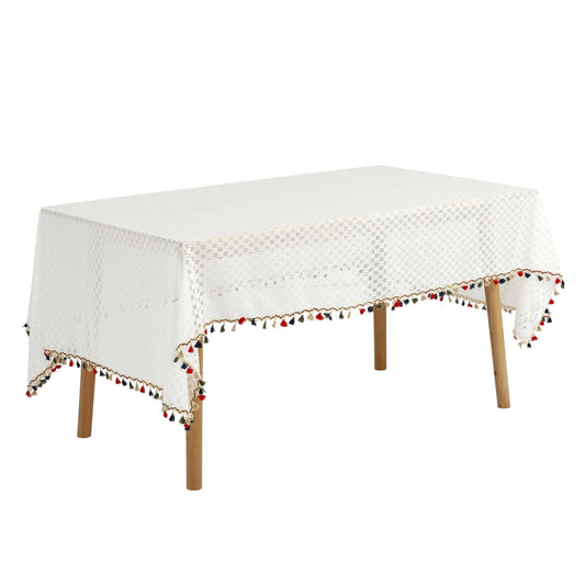Unique Bargains Rectangle Tablecloth Polyester Table Cloth with Tassels Wrinkle Free Colorful 53x71 Inch