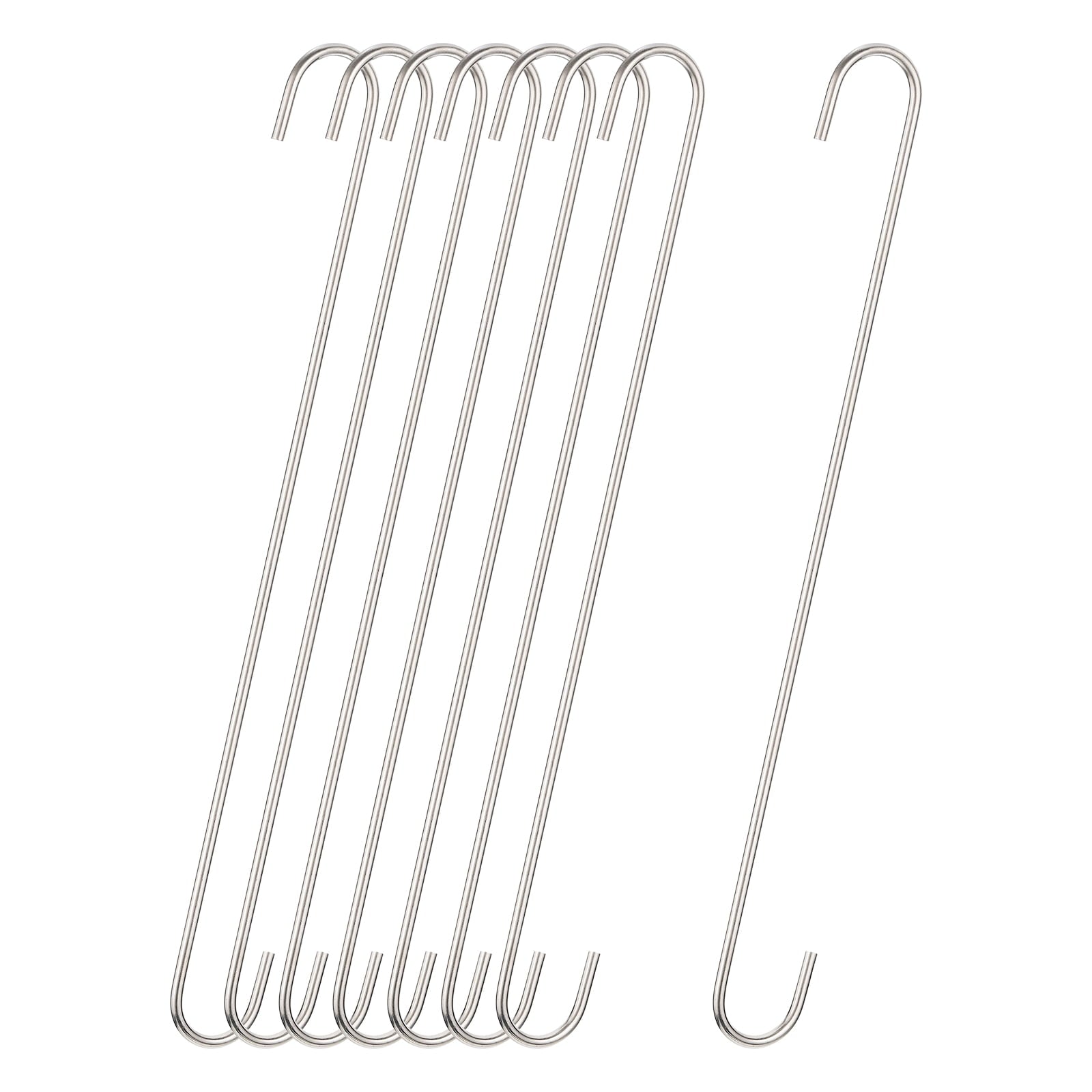 Unique Bargains S Hanging Hooks Extra Long Hangers Matt Silver 16inch/400mm