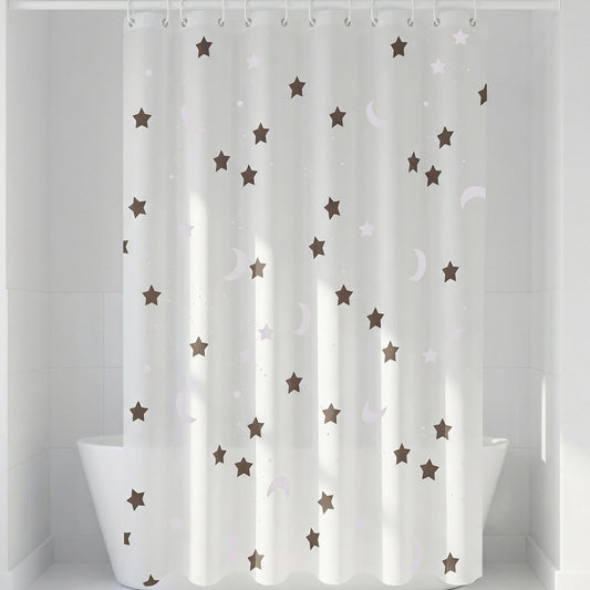Unique Bargains Semi-Transparent EVA Bath Curtain Set with Hooks White 71"W x 71"L