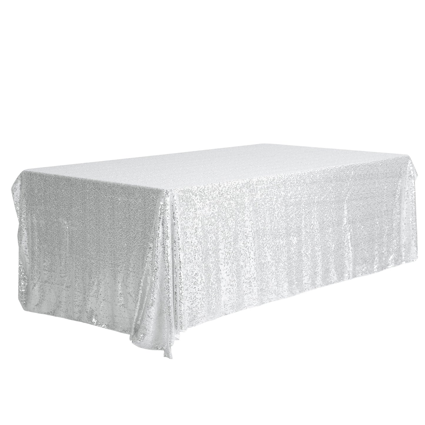 Unique Bargains Sequin Table Covers for Dining Room Parties or Dances Tablecloths Silver 47"x83"