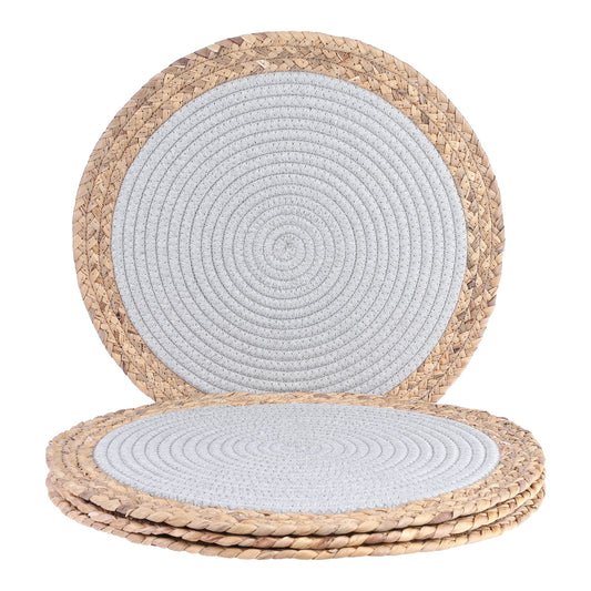 Unique Bargains Set of 4 Placemats for Dining Table Decor Table Mats Light Gray 14x14in