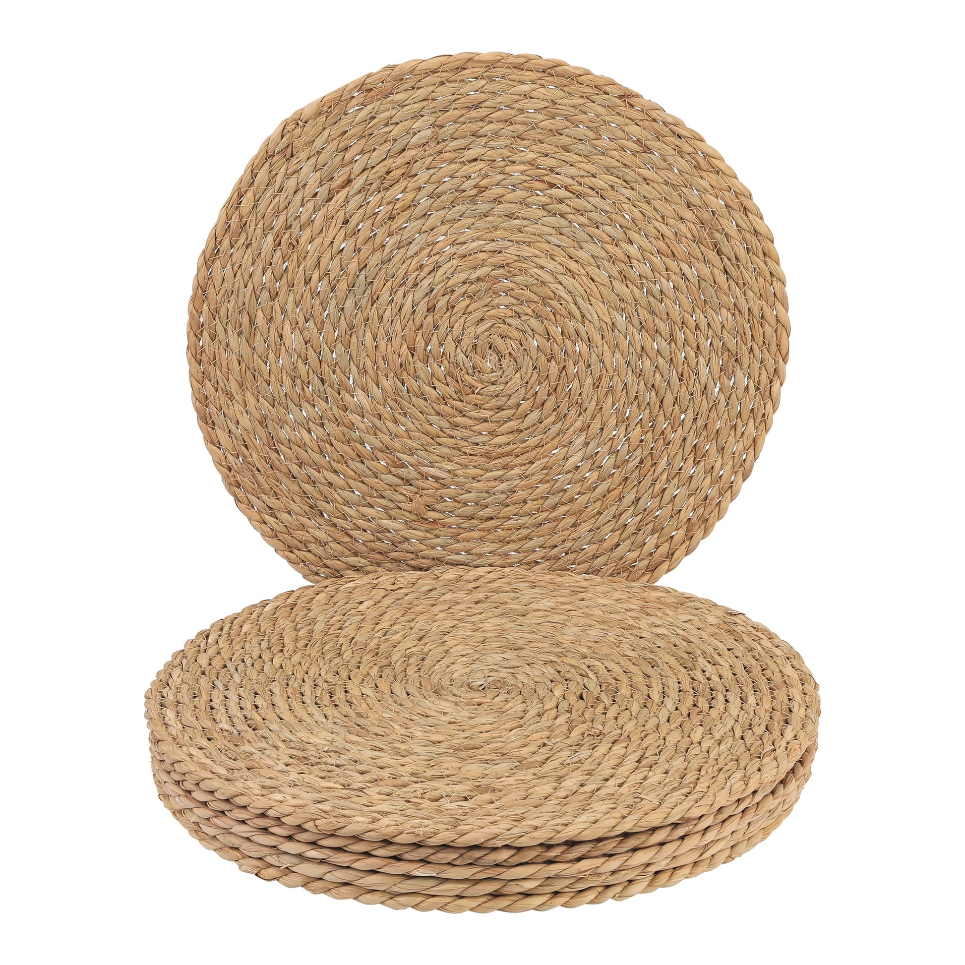Unique Bargains Set of 6 Farmhouse Straw Woven Placemats Brown 13.8inch