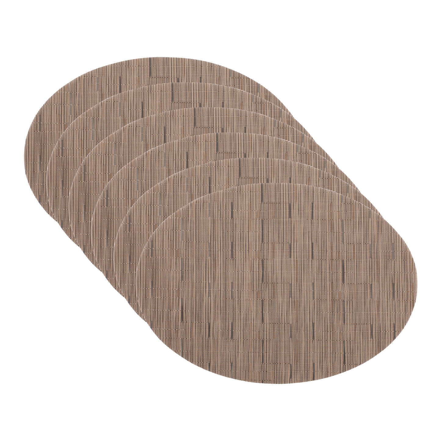 Unique Bargains Set of 6 Oval Placemats for Dining Table Decor Table Placemats Light Brown