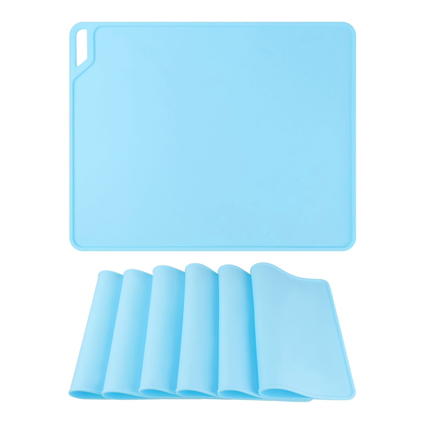 Unique Bargains Set of 6 Silicone Placemats for Kitchen Dining Table Decor Light Blue