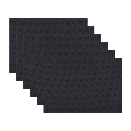 Unique Bargains Set of 6 Woven Placemats for Dining Black 17*12in