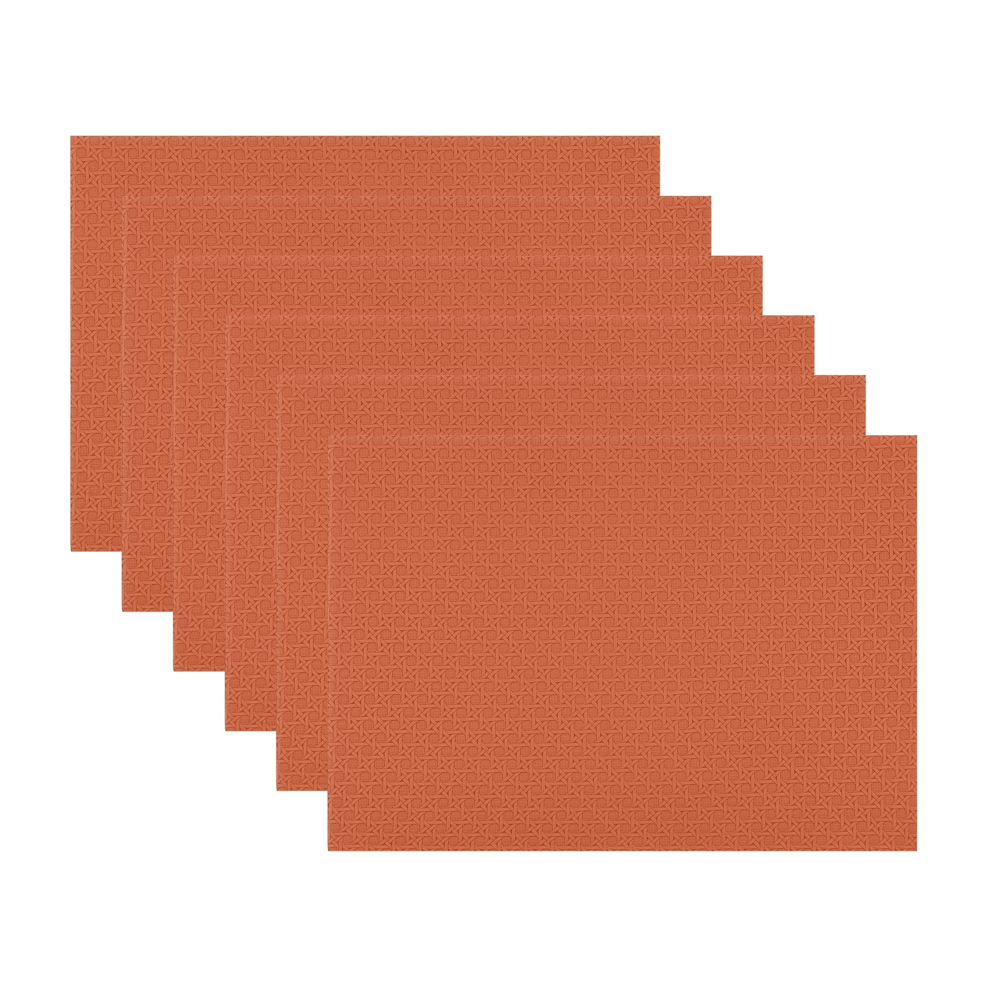 Unique Bargains Set of 6 Woven Placemats for Dining Brown 17*12in