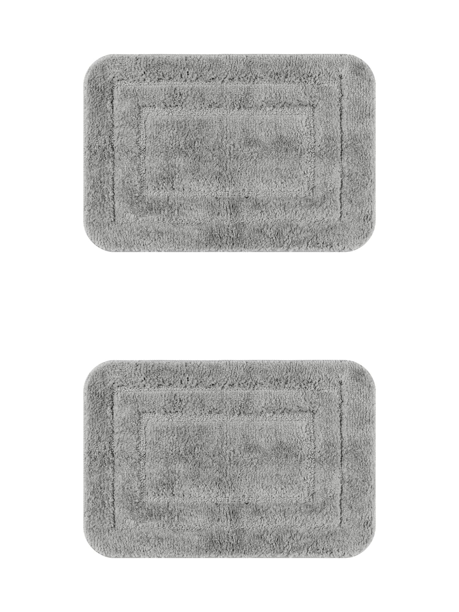 Unique Bargains Soft Absorbent Bath Mats 2 Pcs Non-Slip Plush Bathroom Rugs Dark Gray 20" x 32"
