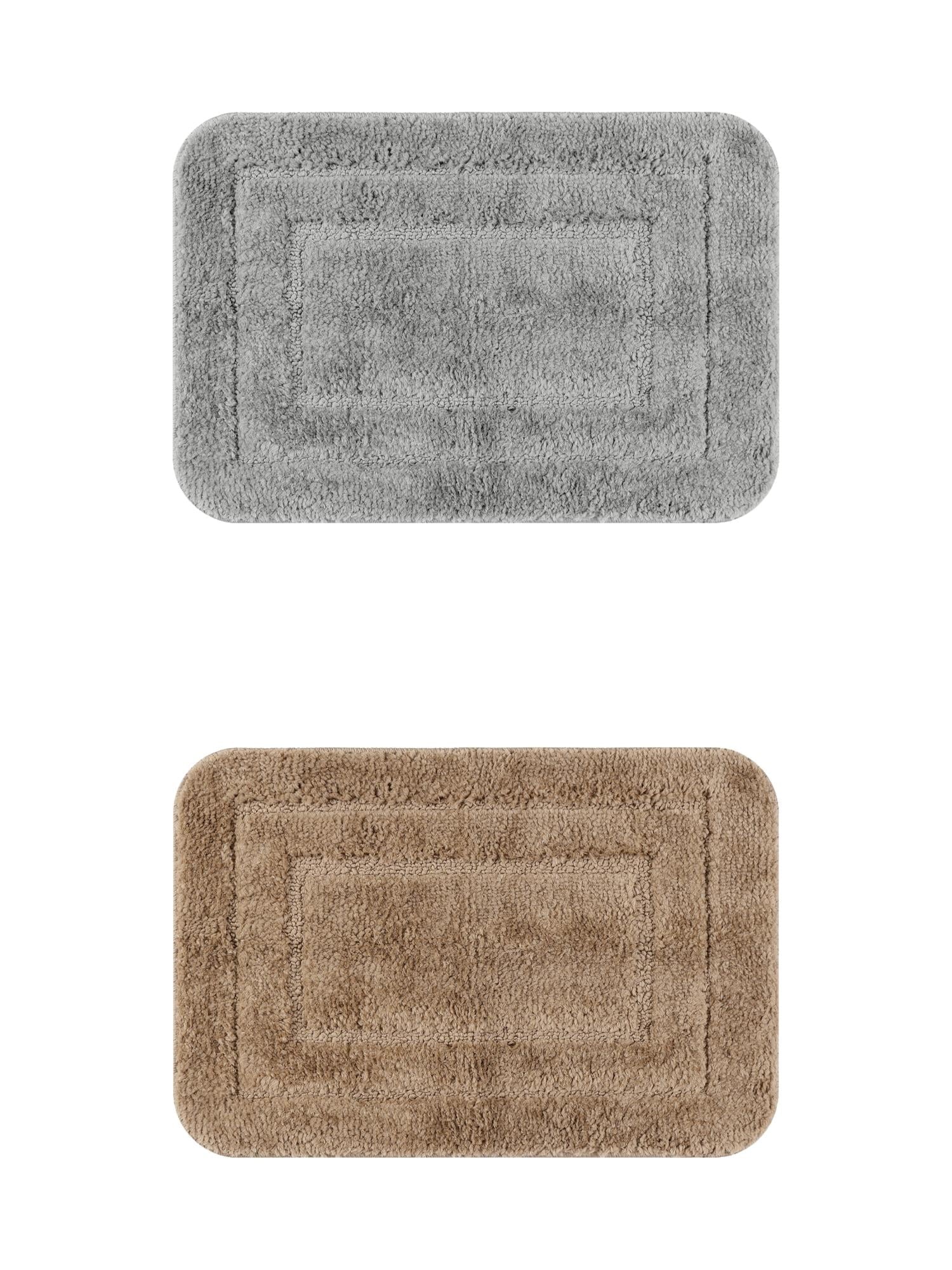 Unique Bargains Soft Absorbent Bath Mats 2 Pcs Non-Slip Plush Bathroom Rugs Dark Gray/Light Grey 20" x 32"