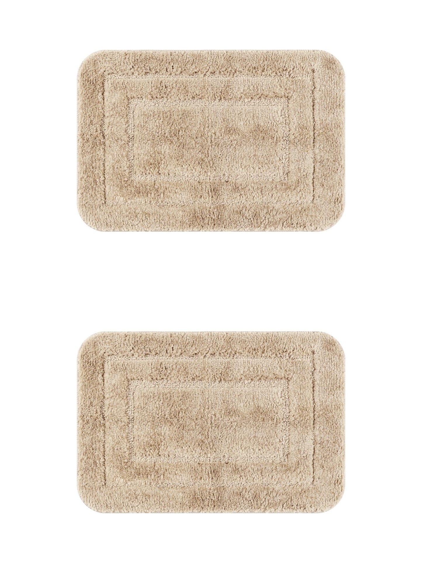 Unique Bargains Soft Absorbent Bath Mats 2 Pcs Non-Slip Plush Bathroom Rugs Khaki 16" x 24"/20" x 32"