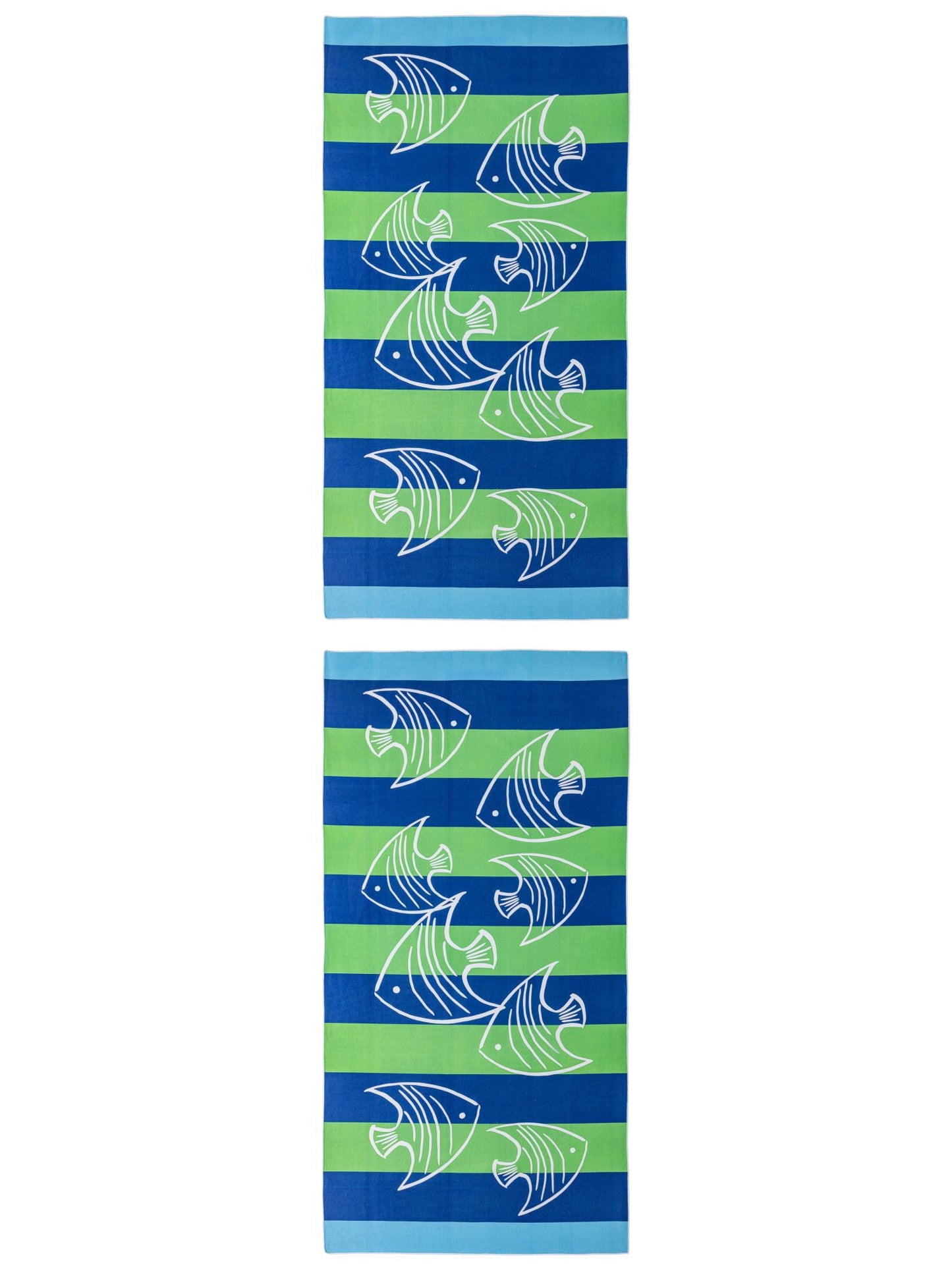 Unique Bargains Soft Absorbent Beach Towel 2 Pack Blue Green 71"x35"