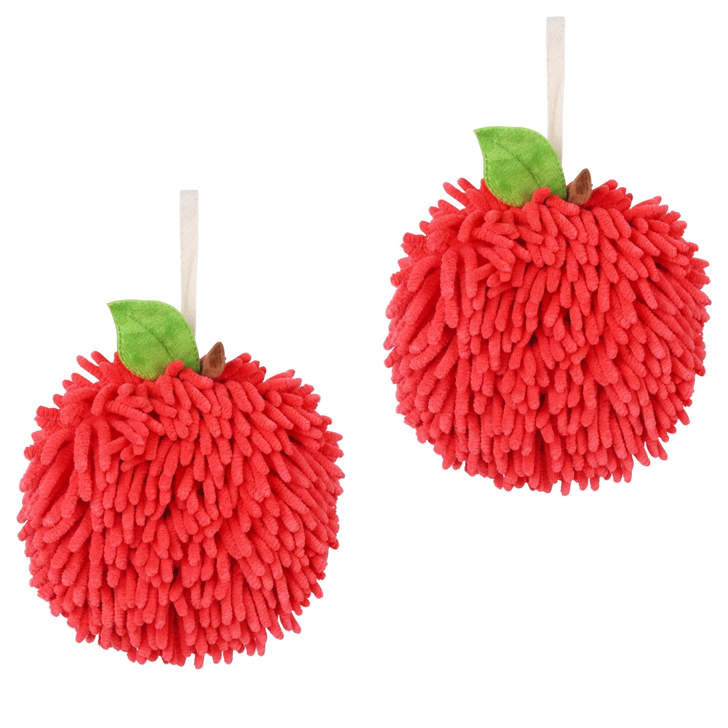 Unique Bargains Soft Absorbent Fluffy Chenille Ball Hand Towels 6" x 6"
 Red 2