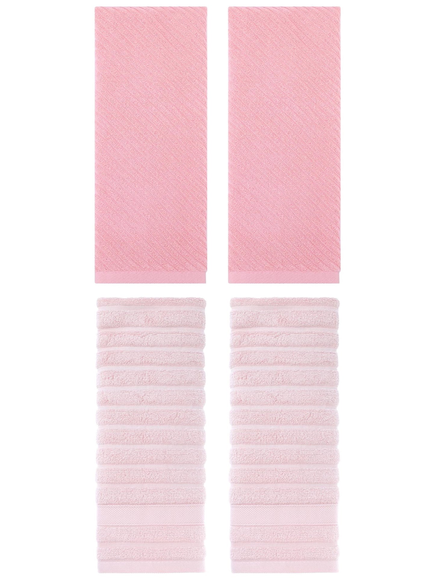 Unique Bargains Soft Striped Hand Towel 14" x 30" 4 Pcs Pink