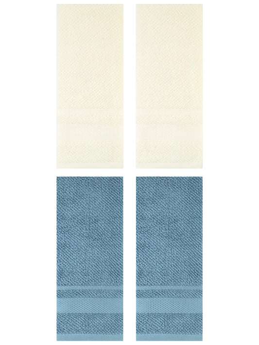 Unique Bargains Solid Hand Towels Absorbent Towel for Bath Kitchen Pink/White 4 Pack