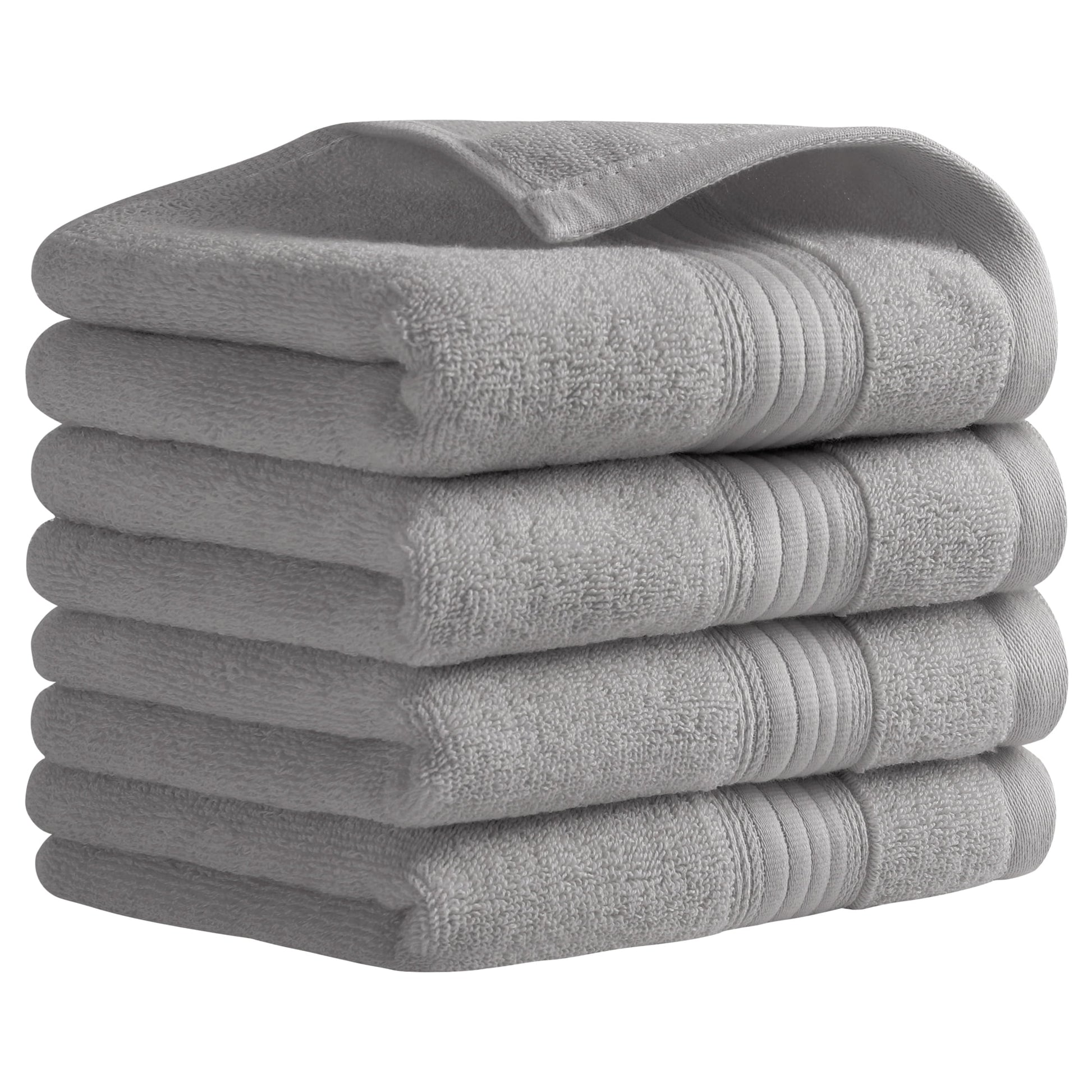 Unique Bargains Solid Striped Hand Towel Set 13" x 29" Cotton Soft Towels Grey 4-Piece