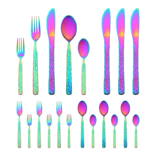 Unique Bargains Stainless Steel Flatware Set for Multiple Use Colorful 20pcs