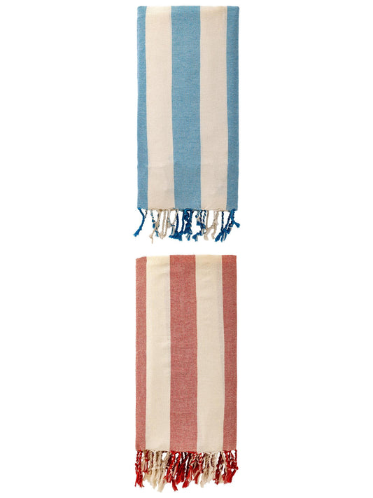 Unique Bargains Stripe Absorbent Quick Dry Beach Towel 2 Pack Blue/Red 71"x40"