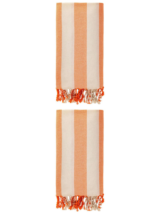 Unique Bargains Stripe Lightweight Absorbent Beach Towel 2 Pack Orange 71"x40"