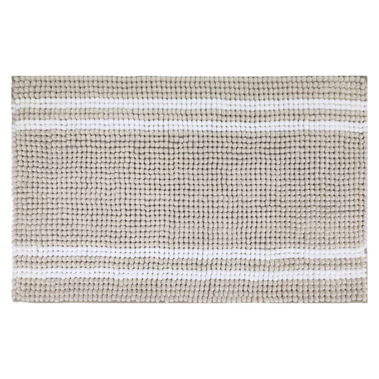 Unique Bargains Striped Bathroom Rugs Soft Fluffy Chenille Bath Rugs Brown 20" x 32"
