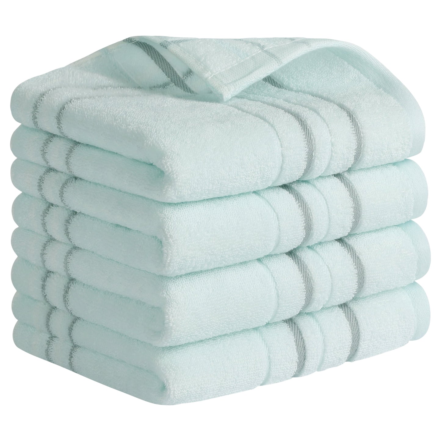Unique Bargains Striped Cotton Hand Towels 13" x 29" Soft Set Blue 4-Piece