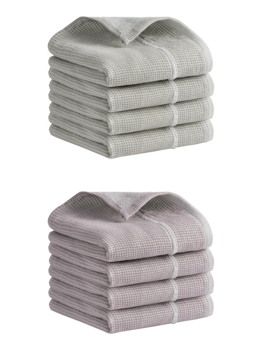 Unique Bargains Striped Decorative Hand Towel Set Cotton Face Towels Khaki/Brown 8 Pack
